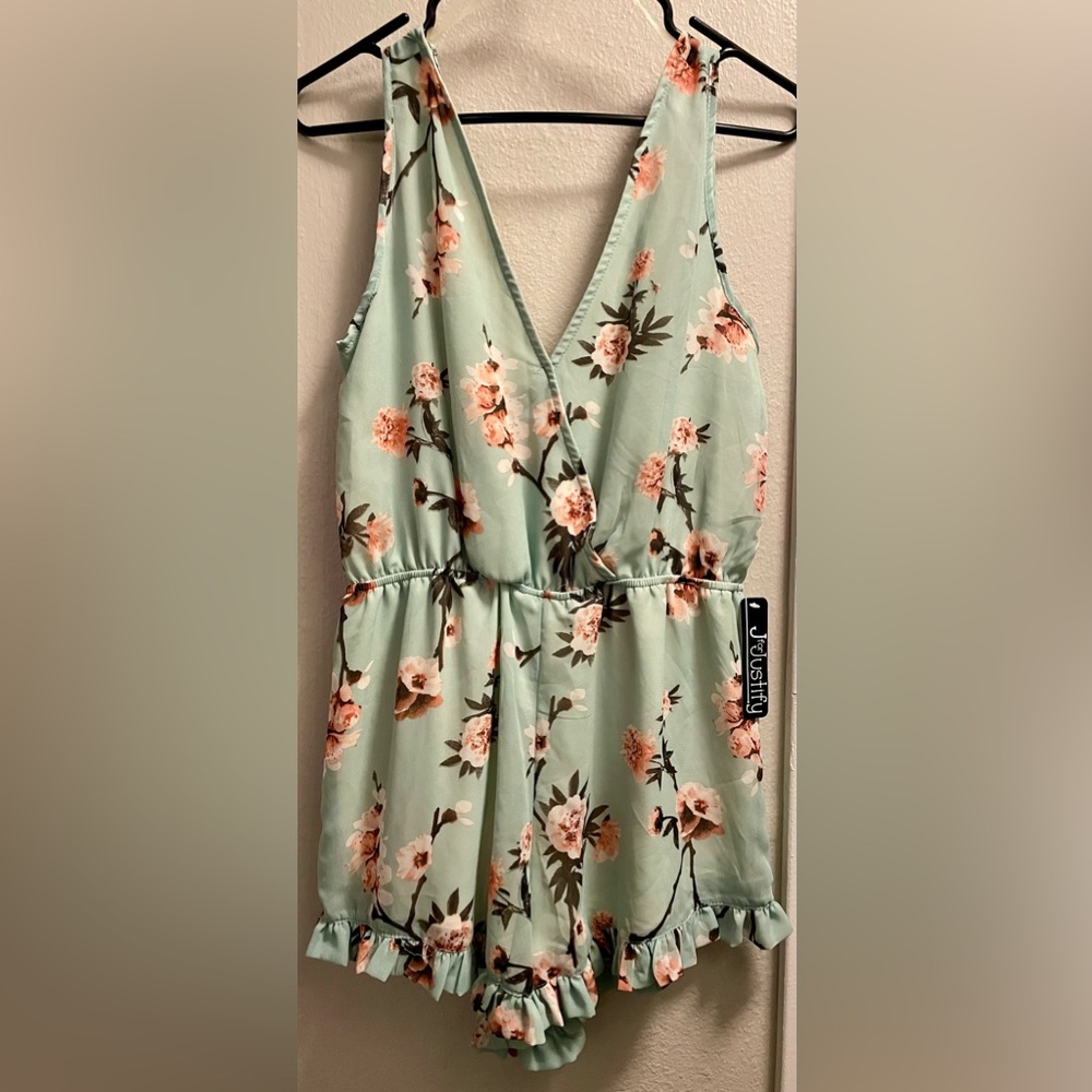 J For Justify Floral Print (Sage Green) Romper